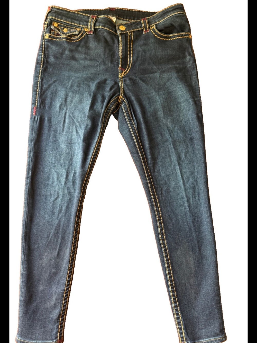 True Religion Jennie Curvy Mid Rise Skinny Dark Wash Denim Size 34